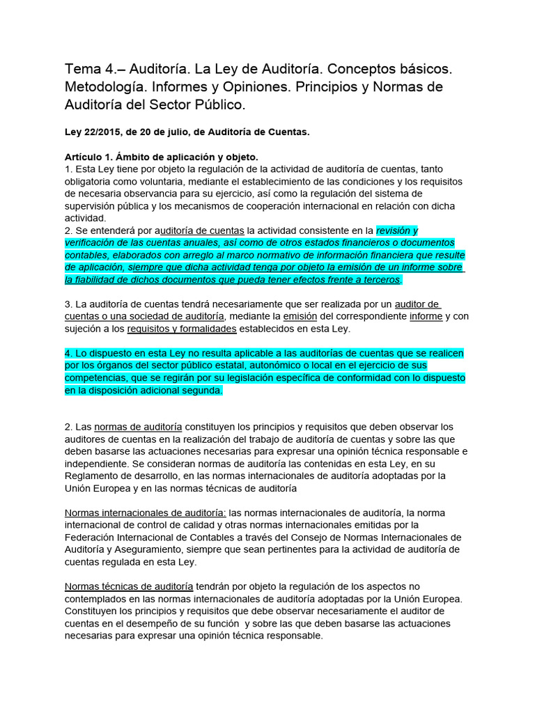 Ley de Auditoría: Normas y Metodología | PDF | Auditoría | Contralor