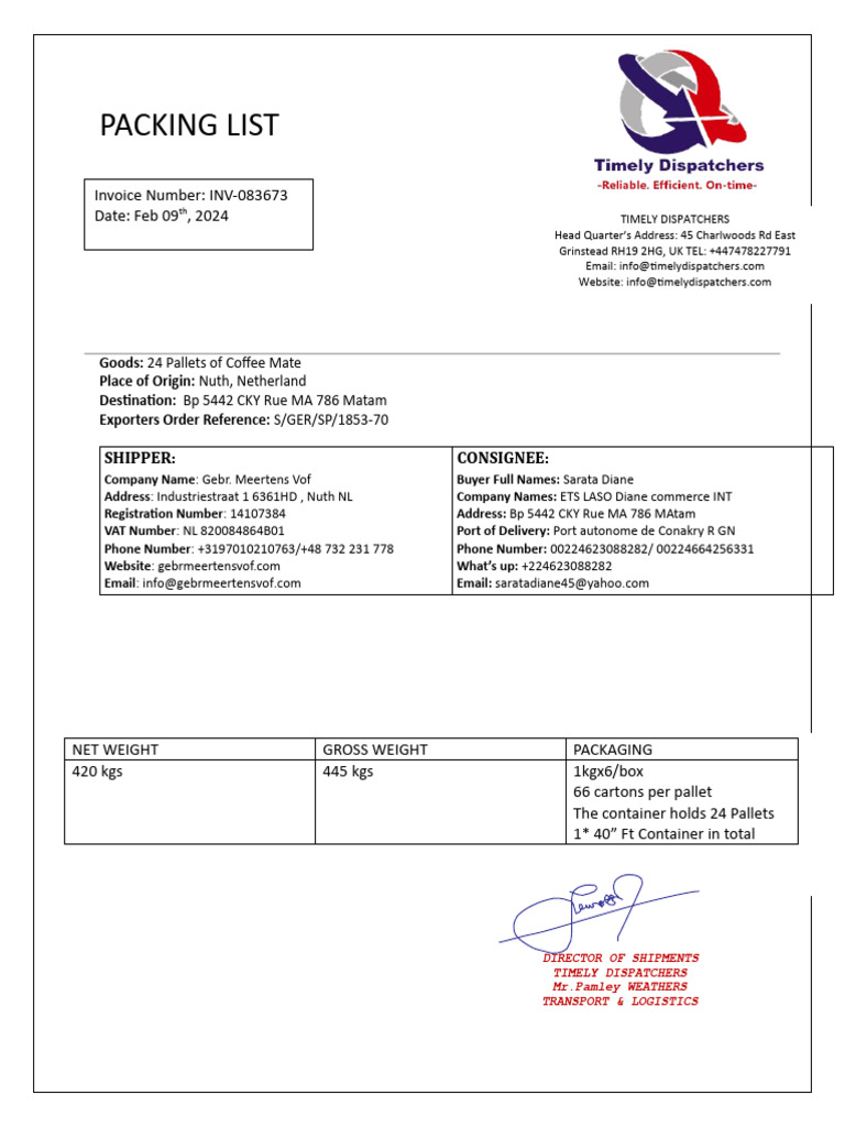 Packing List Real | PDF | Freight Transport | Supply Chain Management
