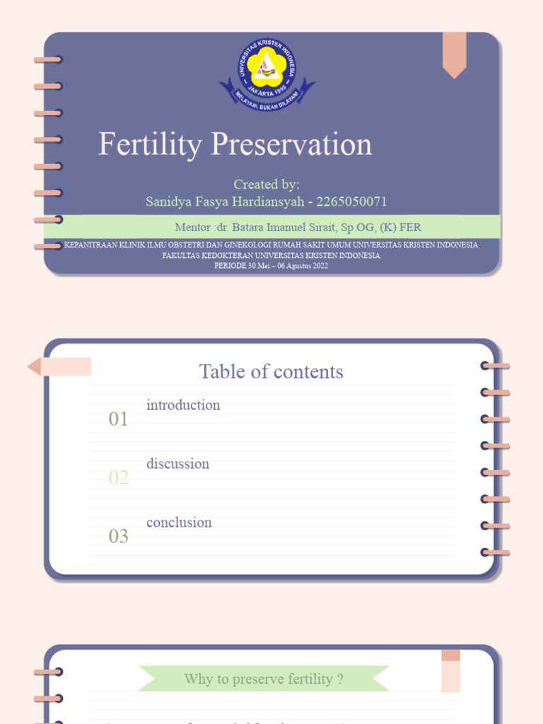 Sanidya FH - 2265050071 - Referat - Fertility Preservation | PDF ...