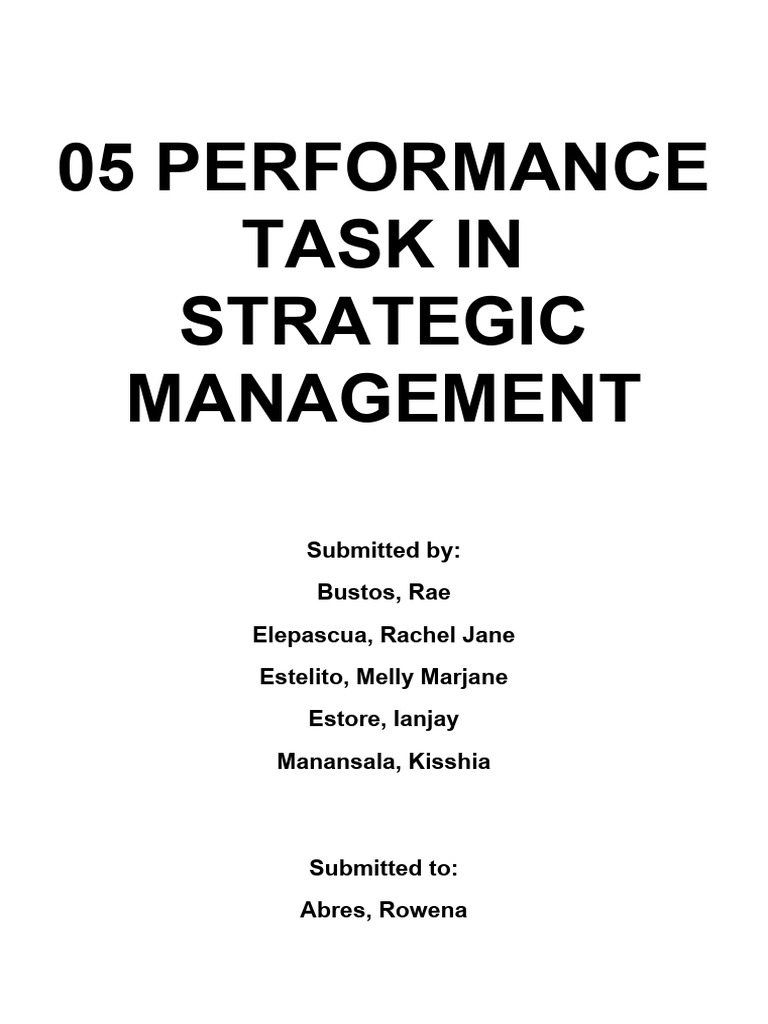 05 performance task in strategic management pdf swot analysis