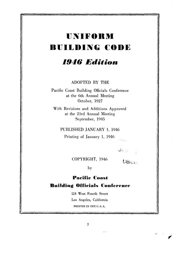 Uniform Building Code 1946 | PDF