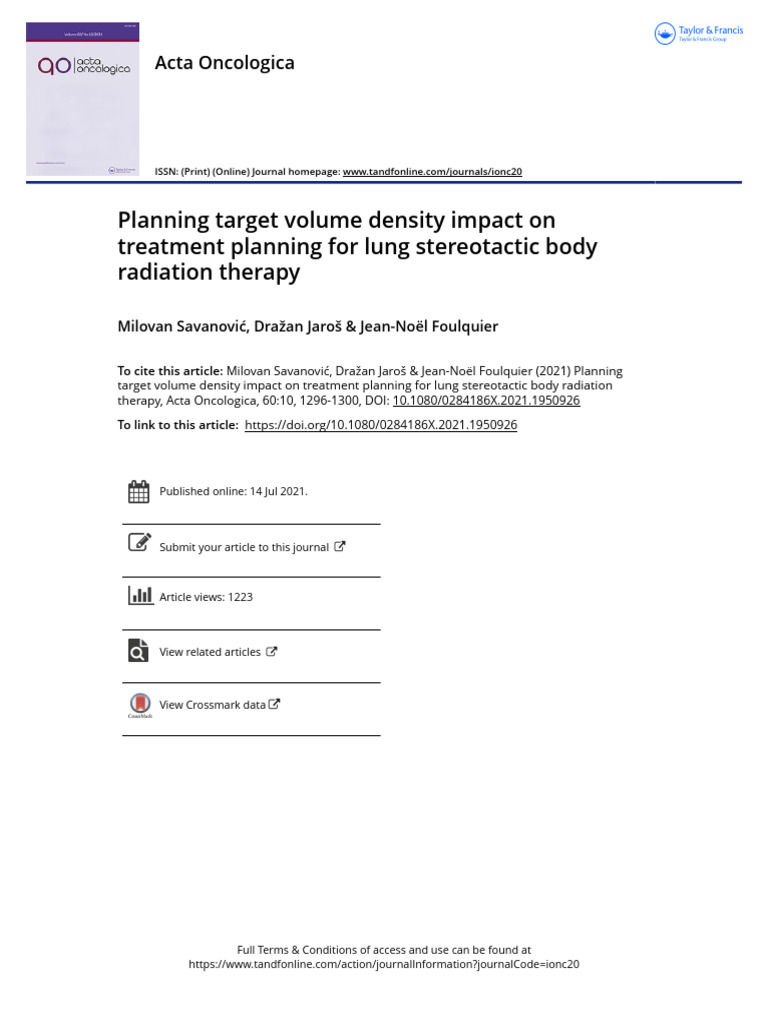 Planning Target Volume Density Impact On Treatment Planning For Lung ...