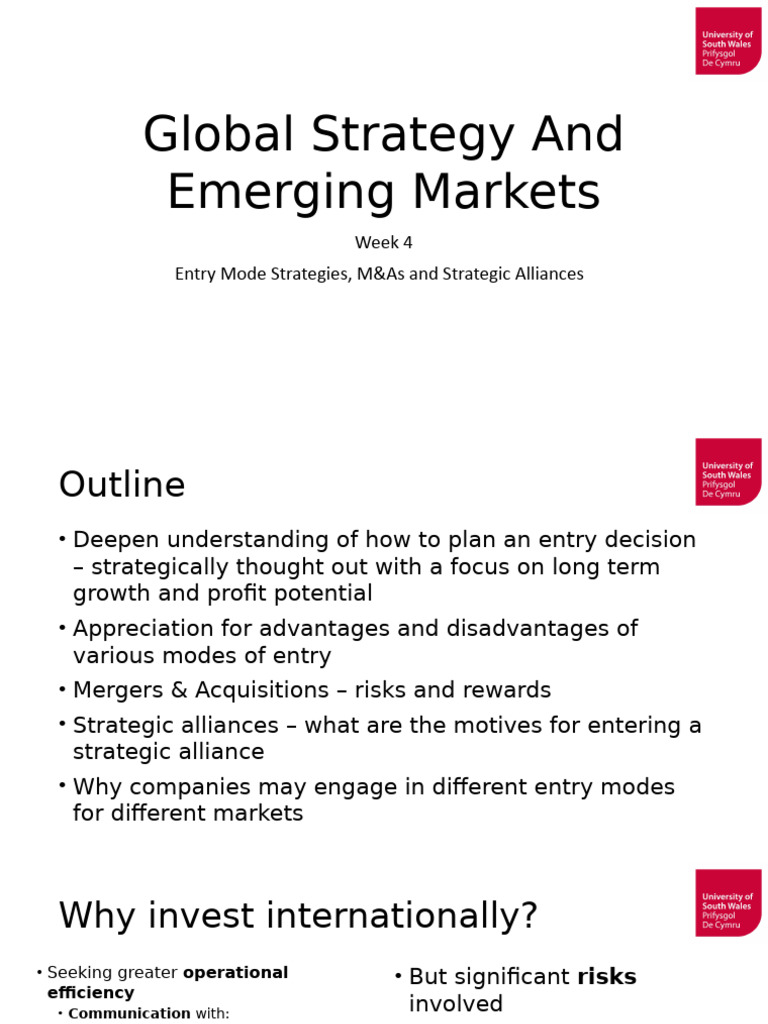 Week 4 - Entry Mode Strategies | PDF | Franchising | Mergers And ...
