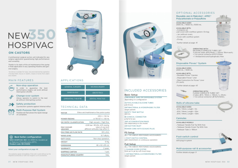 Zubehör für Hospivac 350 und Hospivac 400 | Medizintechnik