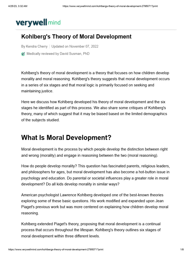 kohlbergstheoryofmoraldevelopment PDF Morality Liberal Arts Education