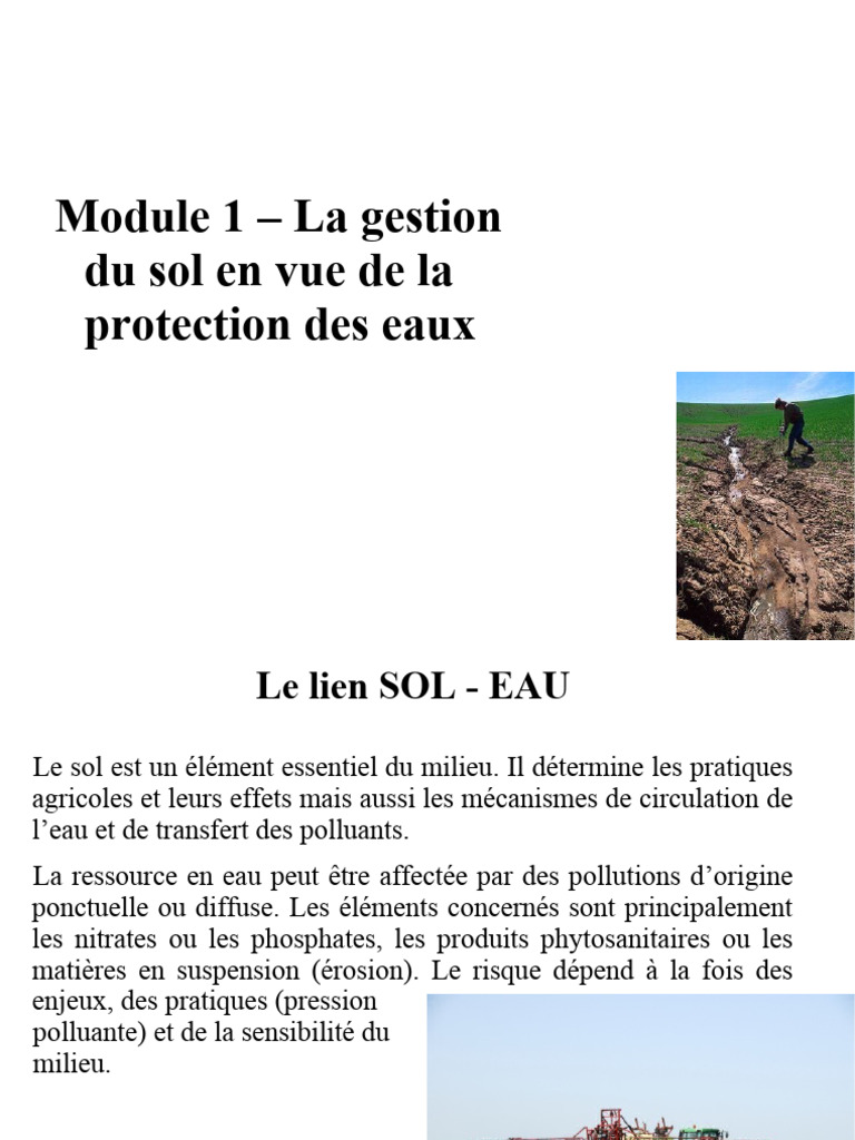 Gestion des sols et protection de l'eau | PDF | Sol (pédologie) | Eau