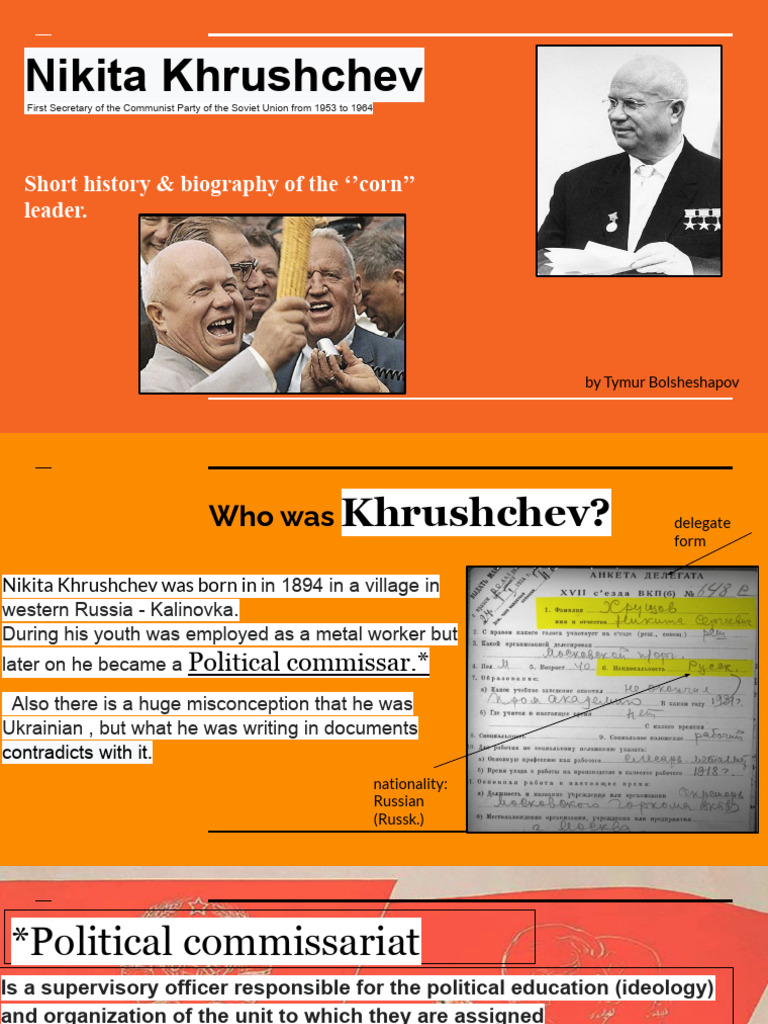 Nikita Khrushchev First Secretary of The Communist Party of The Soviet ...