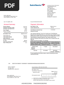 Bank of America Statement of Account