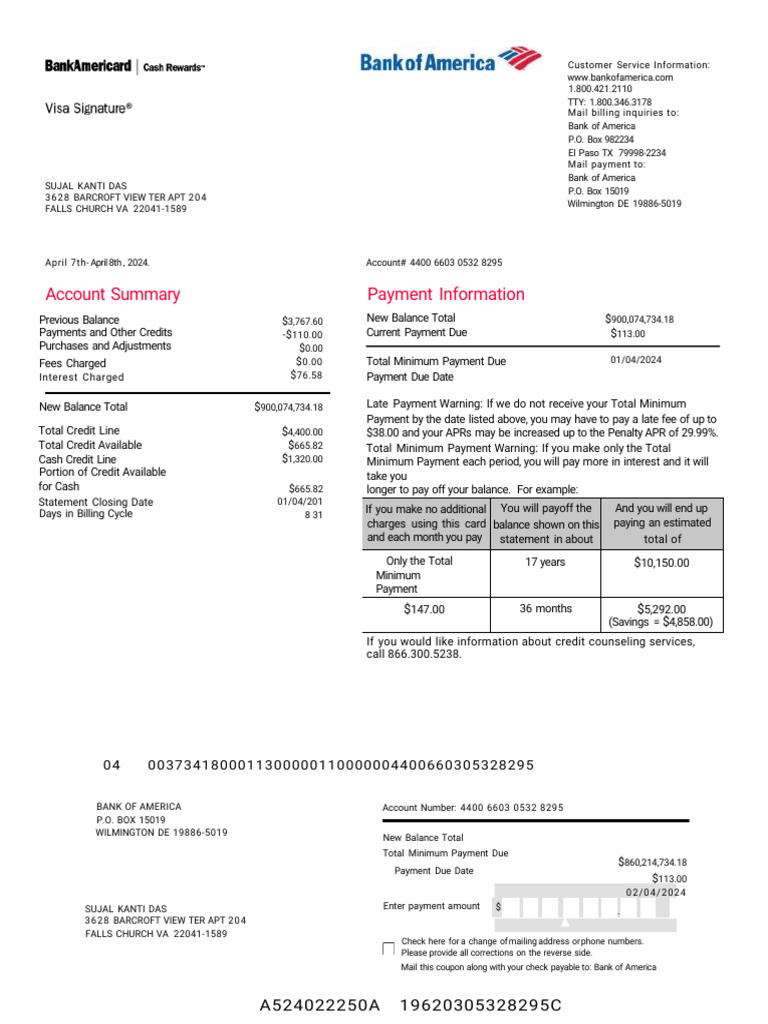 Bank of america statement of account pdf credit card annual