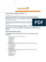 Contoh Soal Seni Budaya Kelas 11 SMA/ MA Semester 1 Dan Semester 2 Dan Kunci Jawabannya 2019