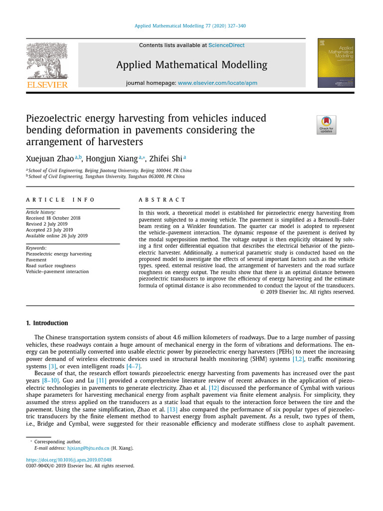 Piezoelectric Energy Harvesting from Pavements | PDF | Energy ...