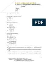A Level Mathematics Paper 1 Seminar Questions 20192