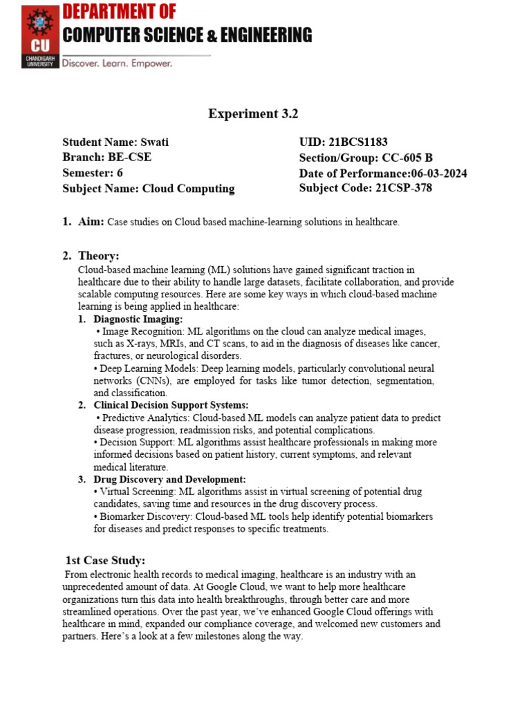 Computer Science & Engineering: Experiment 3.2 | PDF | Machine Learning ...