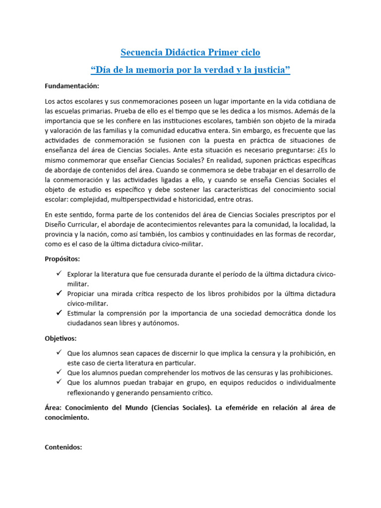 Actividades para el Día de la Memoria | PDF | Conocimiento