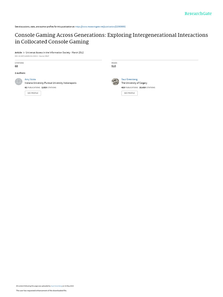 Intergenerational Console Gaming | PDF | Family | Grandparent