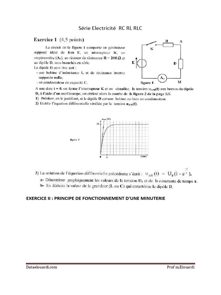 Exercices sur Circuits RC, RL, RLC | PDF | Résistance (électricité ...