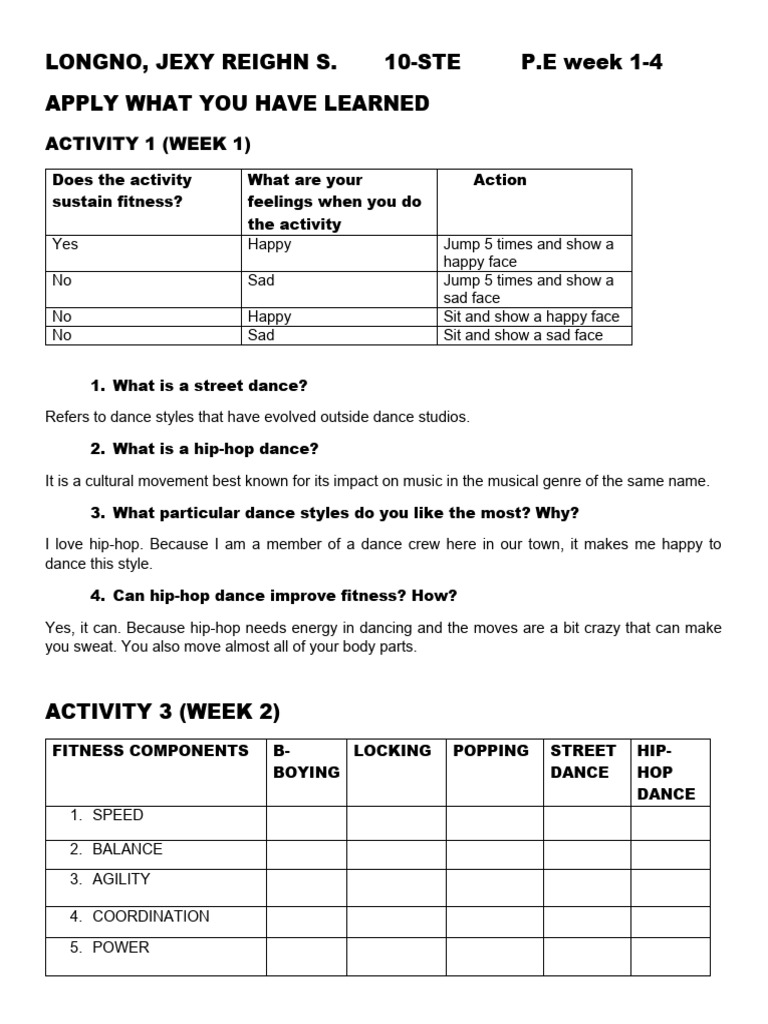 Street Dance and Fitness Activities Guide | PDF | Hip Hop Music | Dances