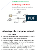 Introduction To Computer Network: A Network Is A Group of Connected Computers That Allows People To Share Resources