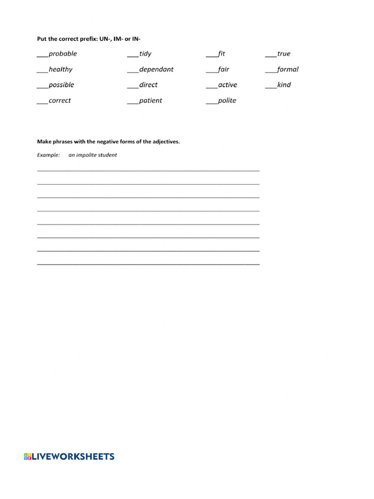 Negative Prefixes Pdf