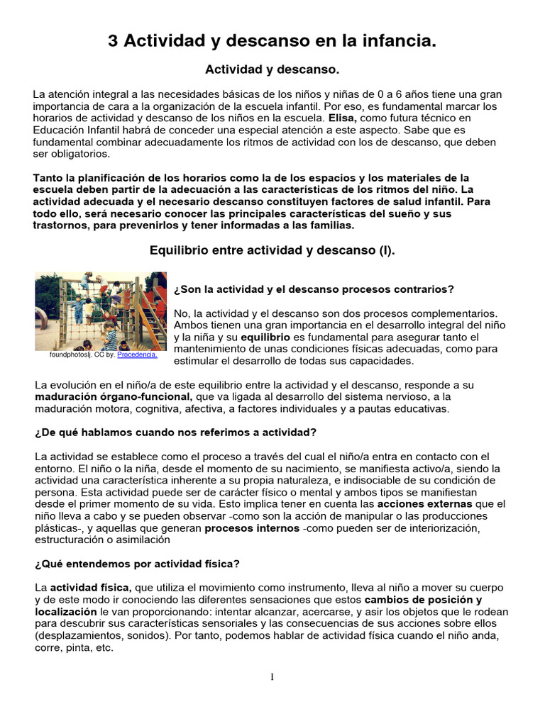 Actividad y Descanso Infantil | PDF | Dormir | Pesadilla