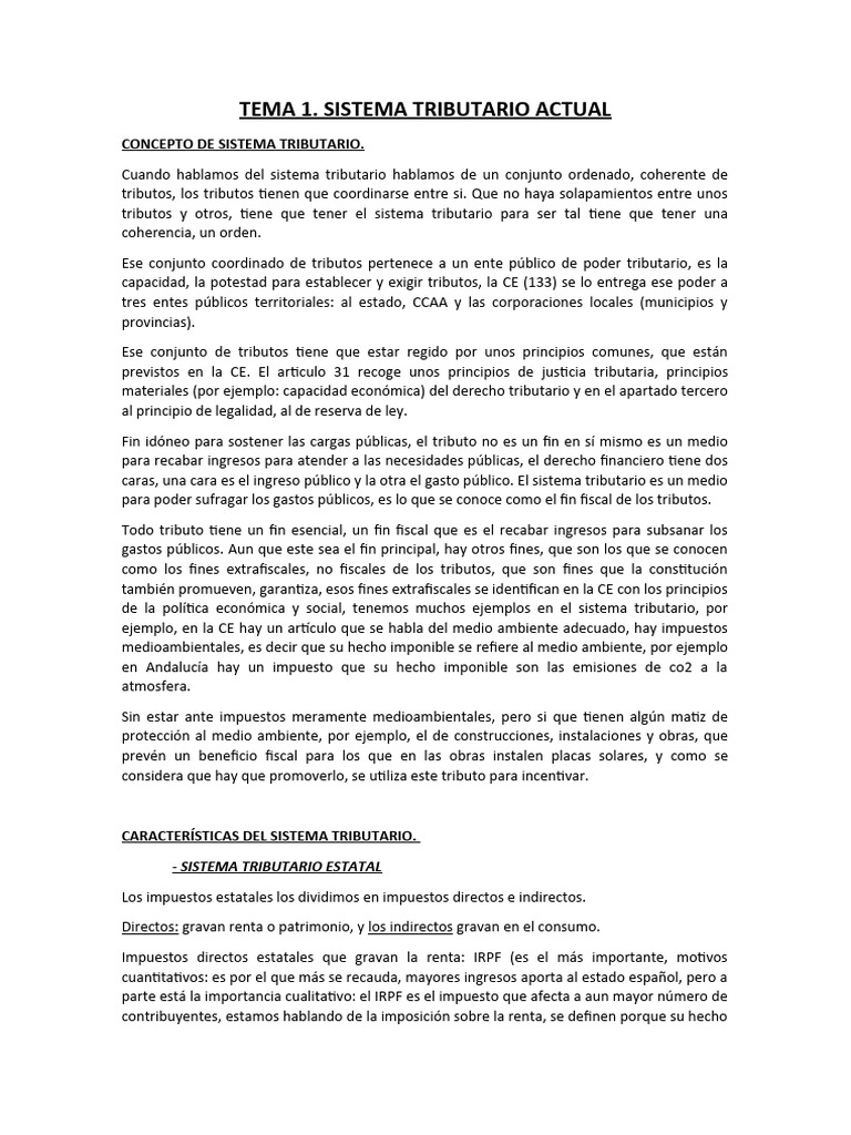 Sistema Tributario Español: Estructura y Tipos | PDF | Impuestos | aduana