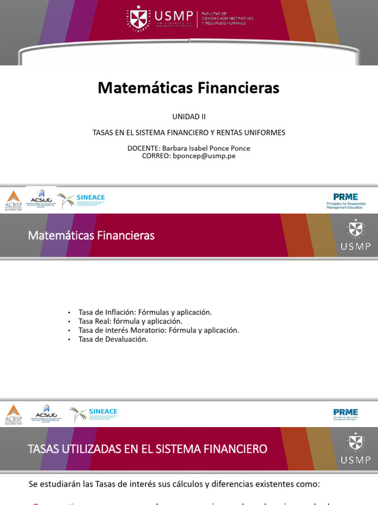 Matemáticas Financieras Unidad II - I | PDF | Interés | Tasas de interés