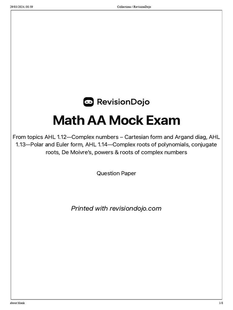 Math AA Complex Numbers Exam | PDF | Complex Number | Mathematical Objects