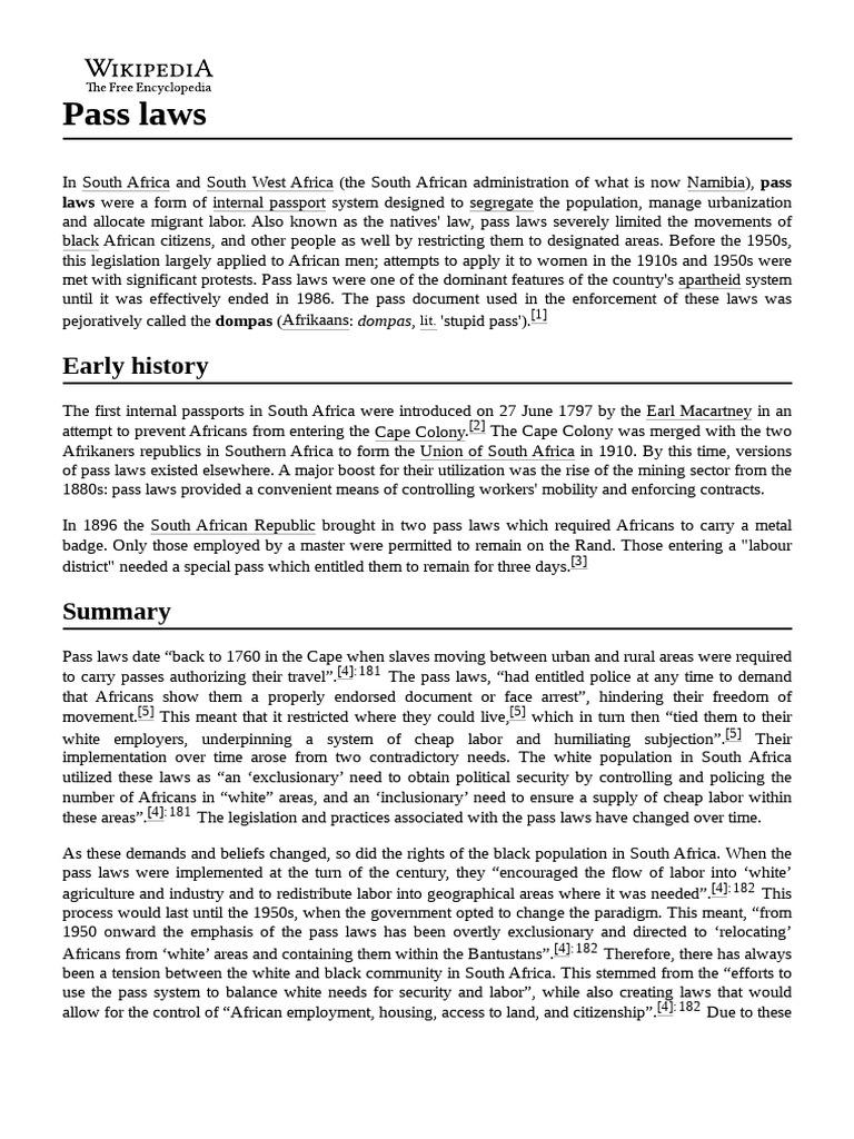 Pass Laws | PDF | South Africa | Politics Of South Africa