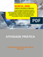 Resolução - (032 99116 - 4945) - Atividade Prática - Produção Escrita em Língua Inglesa