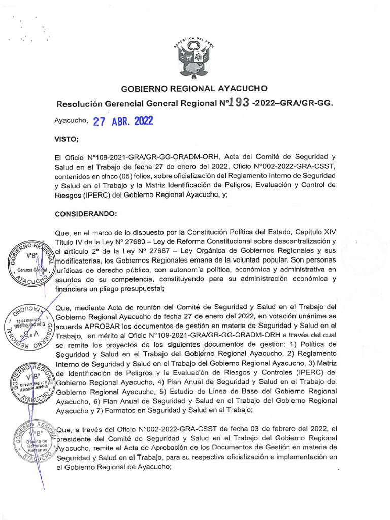 Reglamento Interno de Seguridad y Salud en El Trabajo Actual Del ...