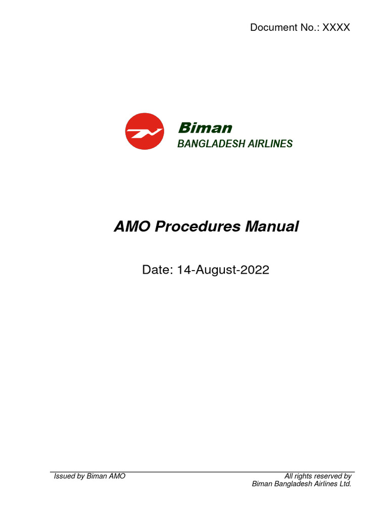 Biman AMO Procedures Manual 2022 | PDF | Arial | Federal Aviation ...