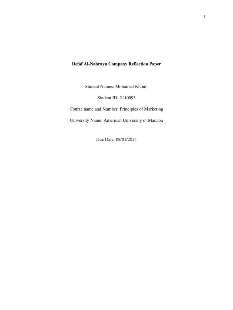 Defaf Al-Nahrayn Company Marketing Insights | PDF | Consumer Behaviour ...