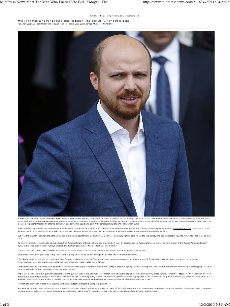 Bilal Erdogan: Key Figure in ISIS Funding | PDF | Recep Tayyip Erdoğan ...