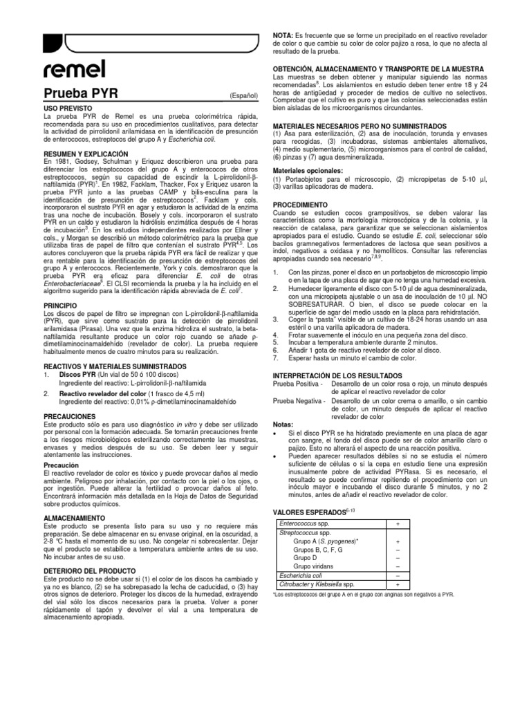 Prueba PYR para Identificación Bacteriana | PDF | Estreptococo | Las ...
