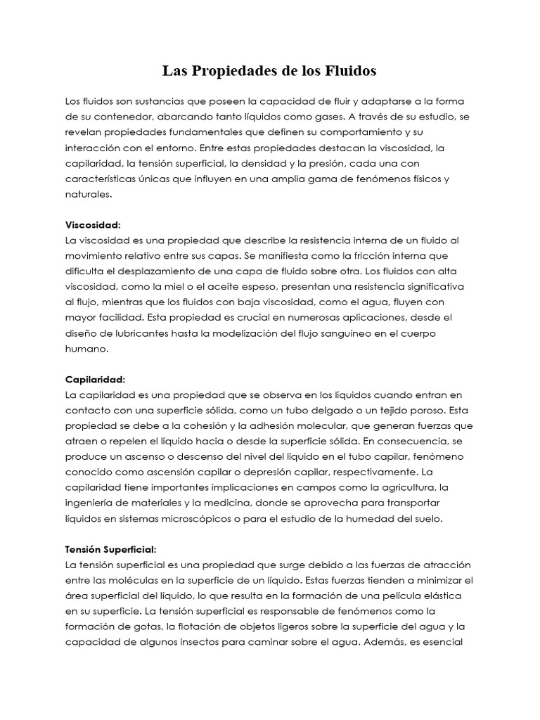 Propiedades Clave de los Fluidos | PDF | Líquidos | Presión