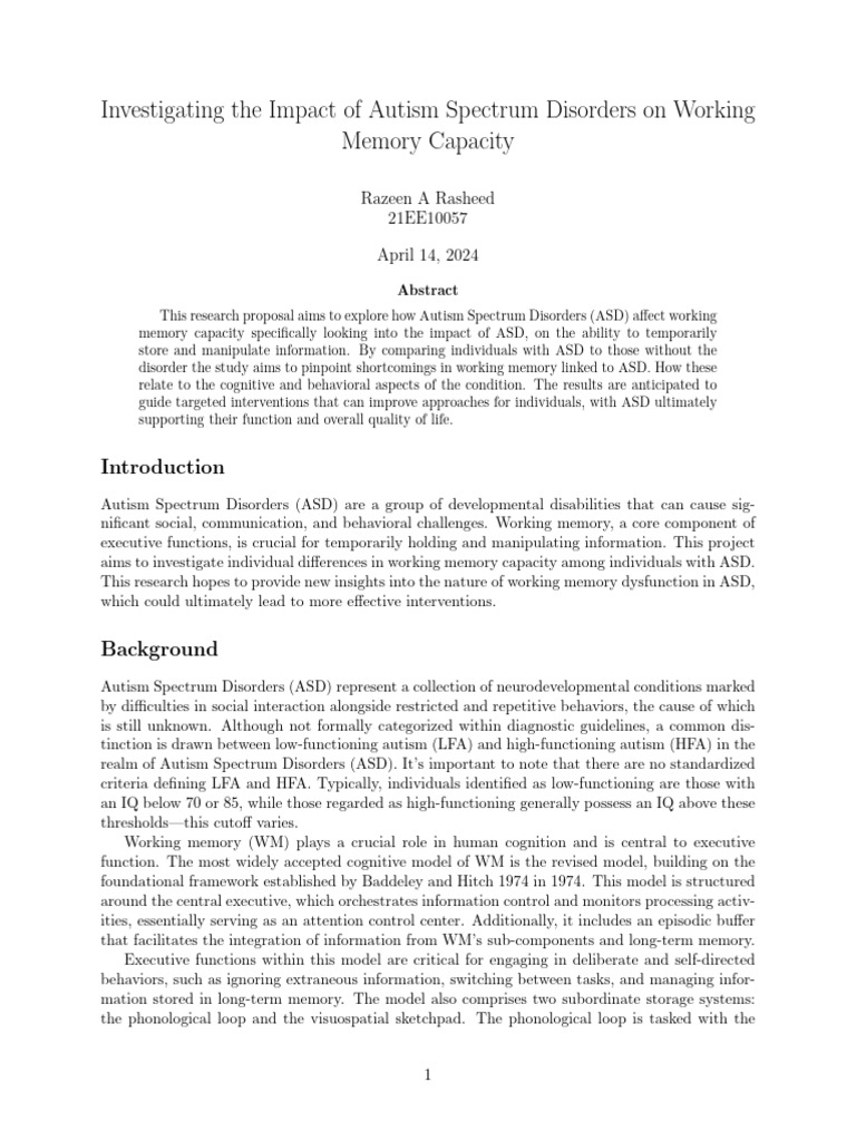 Autism and Working Memory Capacity Analysis | PDF | Autism Spectrum ...