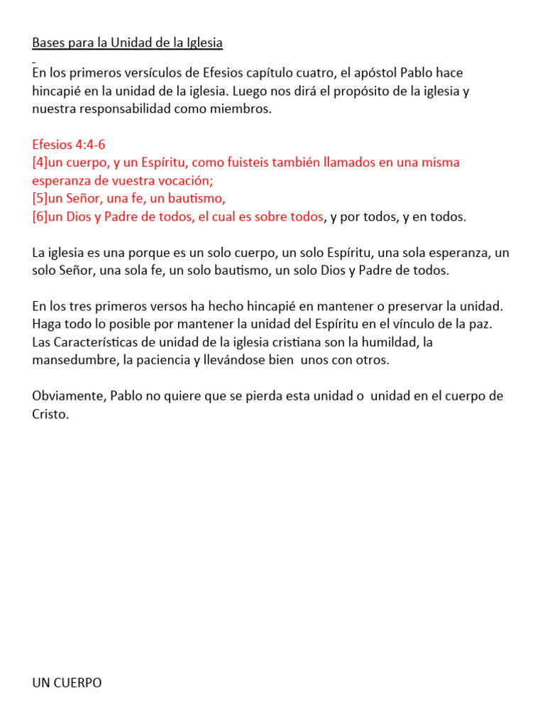 Bases para La Unidad de La Iglesia | PDF | Cristo (título) | Jesús