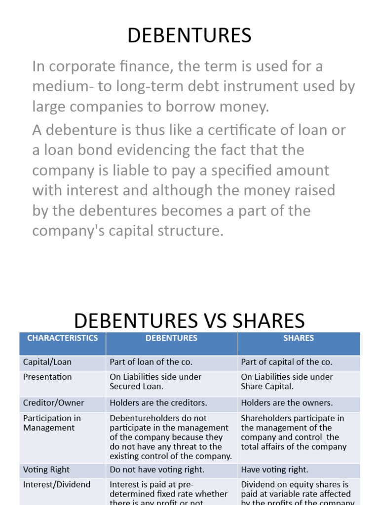 Debenture Vs Shares 2 Pdf Debenture Securities Finance