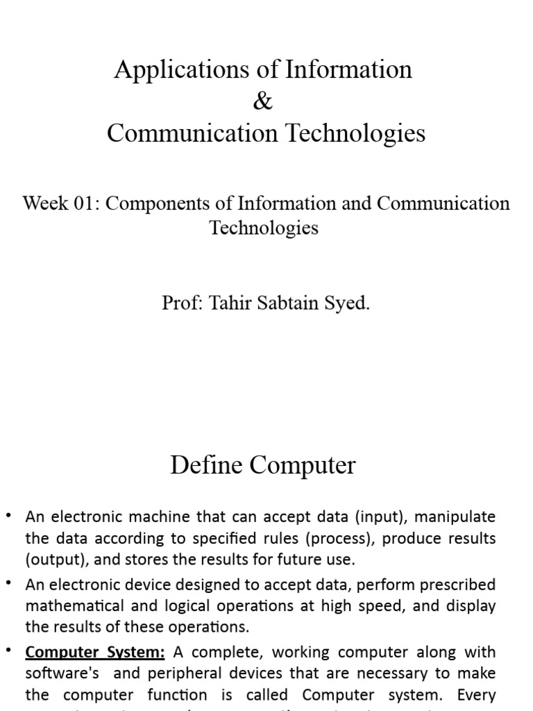 Overview of ICT Components and Applications | PDF | Computer Data ...