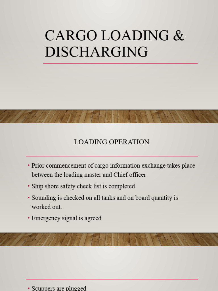 Cargo Loading and Discharging Procedures | PDF | Valve | Shipping