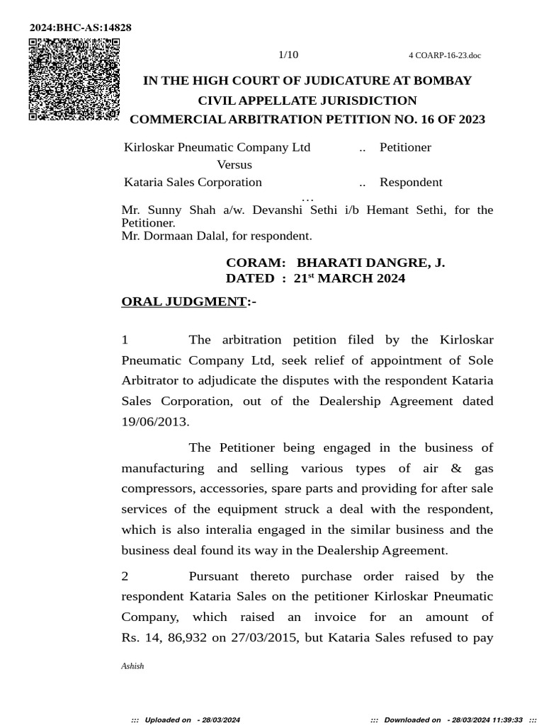 Bom HC Notice 531676 | PDF | Arbitration | Arbitral Tribunal