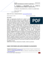 Funcionamiento Familiar Y Trastornos EN LA Conducta Alimentaria de Los Adolescentes Familia Y Adolescencia