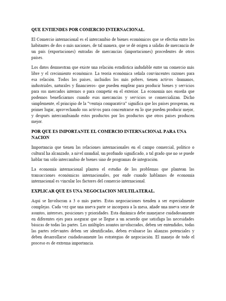 Comercio Internacional y su Impacto Global | PDF | El comercio ...