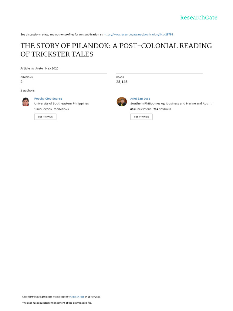 The Story of Pilandok | PDF | Qualitative Research | Space