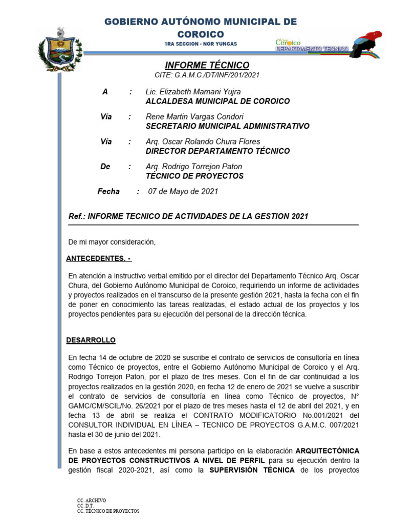 Informe de Actividades 2021 Coroico | PDF | Gobierno