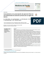 Conocimiento en La Prescripción de Ejercicio Físico en Los Profesionales de Atención Primaria de La Región de Murcia