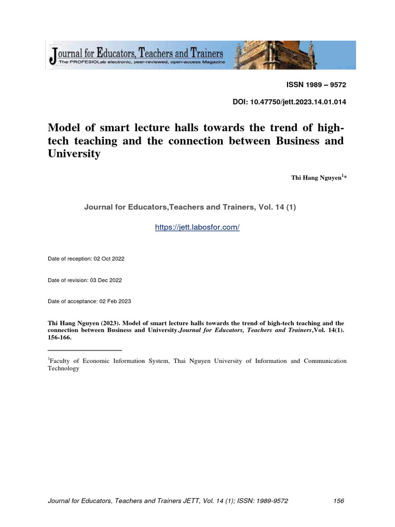 Smart Lecture Halls in Higher Education | PDF | Educational Technology ...