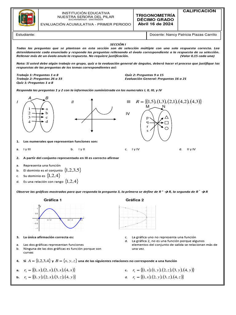 Evaluaci n acumulativa trigonometr a primer periodo 4 pdf
