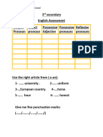 3rd Secondary Assessment