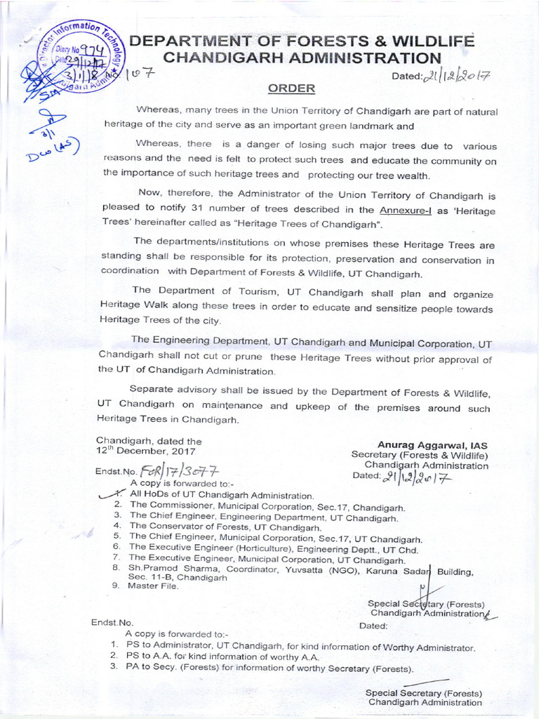 Heritage Trees of Chandigarh List | PDF | Trees | Ficus